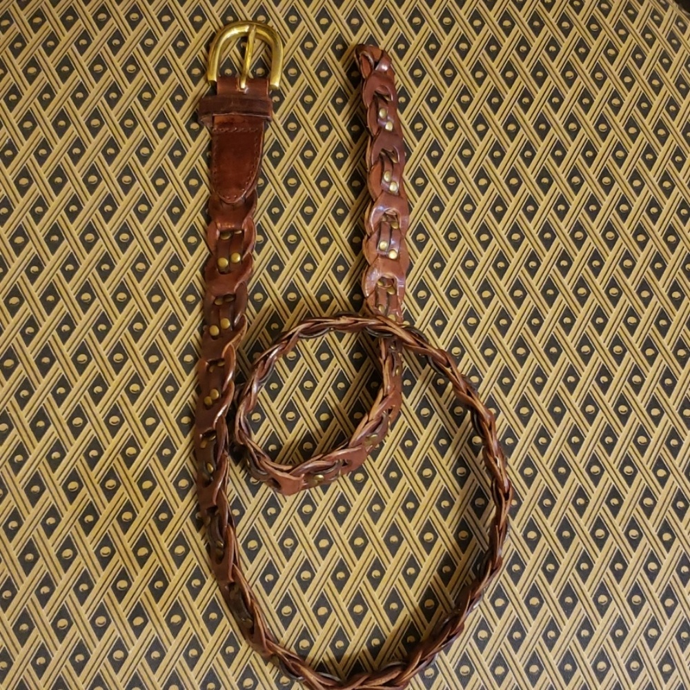Leather braided belt